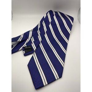 Zianetti Italian Silk Collection Blue White Purple Stripe Mens Neck Tie